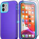 COLDNICE for iPhone 11 Case 6.1" with 2 Screen Protector Tempered Glass, Heavy Duty Full Protection Phone Case Military Grade Drop-Proof (Purple+Blue)