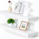 FLYJOE Deep Floating Shelves | 36 Inch White Floating Shelves Set of 2 | 12 Inch Deep Rustic Wood Shelves for Wall | 36" W x 12" D White Shelves for Living Room Bathroom Laundry Room Kitchen, 35.6W x 11.6D x 2H, 2 Pack