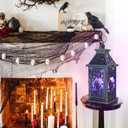 DECORKEY Halloween Decorations Indoor, 14.9" Decorative Graves&Skeleton Hands Lantern with 82" LED Lights(8 Modes; No Battery), Hanging Spooky Halloween Lanterns, Outdoor Home Room Door Party Decor