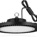 LEDMO LED Shop Light UFO High Bay Light 200W 28000LM with US Plug Hook ETL Listed Commercial Bay Shop Lights for Garage Led Super Bright No Flicker 5000K IP65 Waterproof for Gym Pole Barn Garage