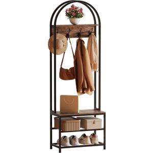Small Hall Tree with Shoes Bench,Coat rack with hooks & shelves
3 in 1 Arched hall tree with shoes storage for Small Space Entryway Organizer for Bedroom, Living Room