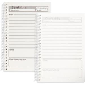 2 x 2 Packs Church Notes Notebook,Sermon Notes Notebook,Church Notes Journal,Scripture Notes, 80 Double-Sided Page,Transparent Waterproof Hardboard Cover