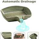 Self Draining Soap Dish, Ceramic Drain Soap Holder Waterfall Design Soap Saver for Shower, Bathroom, Sink, Kitchen and Countertop, Keeps Dry, Green