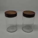 Angadona Glass Jar With Airtight Wood Lid, 33oz Wide Mouth Glass Canister pantry storage containers Kitchen Jar for Coffee,Sugar,Cookie,Nuts,spaghetti,Flour and Candy (2 pack)