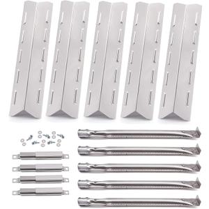 Hiorucet Grill Replacement Parts for Kenmore 5 Burner 146.47468610, 146.23680310, 146.47469610, Kenmore 4 Burner 146.34611410, 146.34611411, Stainless Steel Heat Plate, Pipe Burner, Carryover Tube.
