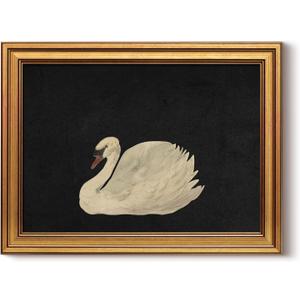 HUARCEY Gold Framed Vintage Wall Art for Living Room, Grace Swan Art Painting Pictures Rustic Animal Bathroom Prints Farmhouse Wall Decor Canvas Swan Shelf Decor for Kitchen Bedroom (Zwaan 12"x16")