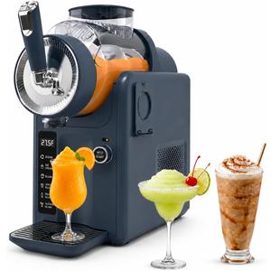 SYINTAO Slushie Machine No Ice Needed, 2-in-1 Frozen Drink & Soft Serve Ice Cream Maker, Self-Chilling Slushy Maker with 5 Presets, LED Display & Auto Clean for Home & Party (Blue&Gray)