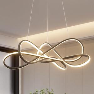 Modern Led Chandelier, Aluminum Surface Platied Lighting Fixture, 3-Lights DIY Pendant Light, Smart Dimmable Chandelier with Remote and APP (32 inches 65W, Black Painted)