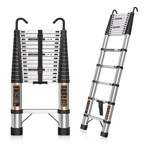 Telescoping Ladder 14.5 FT Telescope Ladder Stainless Steel, Extension Collapsible Telescopic Ladders with 2 Hooks Folding Extendable Adjustable Portable Rv Ladders for Home Roof, 330lbs Max Capacity
