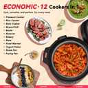 CARORI 1200W 12-in-1 Electric Pressure Cooker 8Qt, Stainless Steel Pressure Cooker, Slow Cook Rice Cooker Steamer Saut, Yogurt Maker, Warmer & Sterilizer with Recipe, Safer Venting Design, Sliver