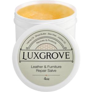 LUXGROVE Leather & Furniture Repair Salve- Polisher, Leather Cleaner & Conditioner to Soften, Protect & Restore Leathercraft, Leathers Soap for Car Seat, Couch, Shoe, Purse, Boot & Saddles - 4oz