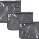Tiny Twinkle Mess-proof Travel Bags, Airline Compliant, Zipper Closure, Clear Front Pouch, Diaper Bag Packing, Toiletry or Cosmetics Organizer (Charcoal)