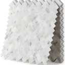 5-Sheet 3D Genuine Marble Mosaic Wall Tiles, Herringbone Peel and Stick - Self Adhesive Backsplash for Kitchen, Bathroom