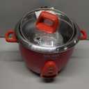 Aroma Housewares Select Stainless Rice Cooker & Warmer with Uncoated Inner Pot, 6-Cup(cooked)/ 1.2Qt, ARC-753SGR, Red