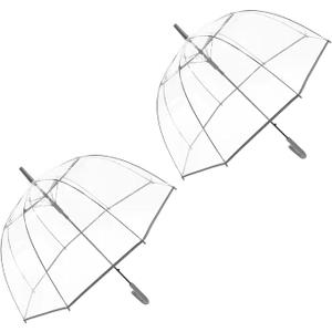 ThreeH 2 Pcs Clear Bubble Umbrella Adult Automatic Open Dome Shaped