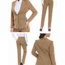 Women Suits 2 Piece Set Slim Fit Suiting Lady Formal Khaki Jacket Outfit Business Office One Button Blazer Pant for Work-S