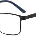 ZNEIAAPR Nearsighted Metal Myopia Glasses Men, Blue Light Spring Hinge Shortsighted Distance Driving Glasses (NOT READING GLASSES) Black/ -1.25 Diopters