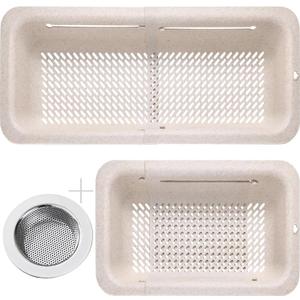 LASSHSWA Collapsible Colander and Strainer for Kitchen, Over the Sink Strainer Basket for Kitchen, Fruit Pasta Food Strainer Expandable Plastic Colander with A Sink Drain Strainer Stainless Steel