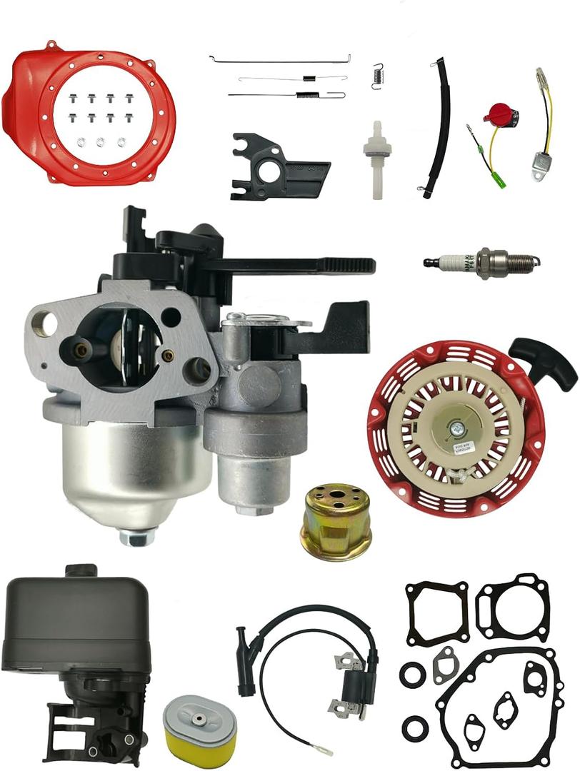 YAMAKATO Tune Up Parts Kit for Honda GX 120 160 200 4.0 5.5 6.5 hp Small Engine, Replacement Carburetor Air Filter Assembly Pull Cord Recoil Starter Plastic Pawl 28400-ZH8-13YA