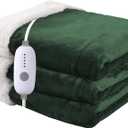 Heated Blanket Electric Blanket Queen Size 84''x90'' with 5 Heating Levels, 10 Hour Auto Shut Off, Machine Washable, Dual Controller Soft Warming Blanket for Couch, Bed, Office - Grass Green