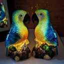 PMS Solar Garden Statue 2 Pack Parrot Figurine Resin Lights for Garden Pathway Patio Yard Lawn Outdoor Deco Gifts