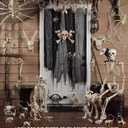 Crazy Bonez Skeleton Sewing Machine Halloween Decoration with Animated Skull, Light Up Eyes, and Sound Effects