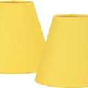LAMPWELL NICO Yellow Small Lamp Shades Clip on Bulb Set of 2,Mini Linen Barrel Sconce Shades,Clip on Lamp Shade for Table Lamps Chandelier Shades,6"3"H5",Fabric Replacement Lamp Shades