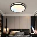 AOMEI 16inch Black Natural Light Spectrum LED Ceiling Light for Bedroom Living Room 24W 3000K-6000K, 4-Point Secure Flush Mount Flat Panel, CRI97 Round Modern Fixture with Remote Control