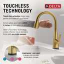 Delta Lenta Touchless Kitchen Faucet with Touch Technology, Brushed Gold Kitchen Sink Faucet with Pull Down Sprayer, Brushed Gold 19802TLZ-GB-DST