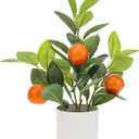 Woration Artificial Orange Plant Potted 14.5inches Small Faux Fruit Orange Tree Bonsai with White Pot Table Centerpiece Farmhouse Style Home Office Desk Shelf Decoration Indoor
