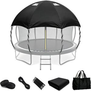 12FT Dome Trampoline Canopy Cover for Backyard Round Trampolines
Dome Design with 4 Support Poles, Clear PVC Skylight, Heavy-Duty 600D Fabric for Shade and Weather Protection