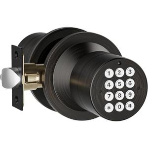 Keyless Entry Lock with Code, Digital Door Knob with Keypad for Bedroom Front Door Garage Home Apartment, Oil Rubbed Bronze