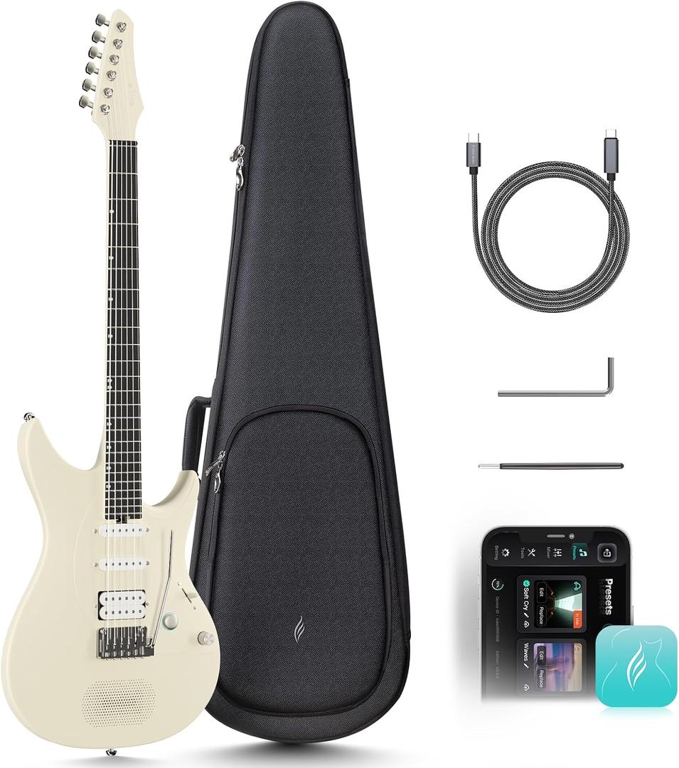 Enya Inspire 39" Smart Electric Guitar - Carbon Fiber Body with Built-in 15W Speaker, 20 Tones & App Control, 4 Presets, Bluetooth, Gig Bag Included