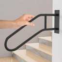 Black Hand Railings for Stairs Outdoor, U-Shaped Stair Railings for Outside Steps, Hand Railing for Stairs Indoor, Grab Bars for Wall, Porch Railing for Kids, Elderly, Pregnant Women, Disabled(1 Pack)