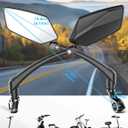 Bicycle Mirror for Handlebars 360 Adjustable and Rotatable, Wide E Bike Mirror Handlebar Mount with Long Arm, Safe HD Bike Rear View Mirror for Scooter, Motorcycle, Foldable Ebike Accessory Left 1PCS