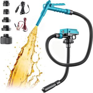 DIYtoolifz 5 GPM Cordless Fuel Transfer Pump Compatible with Makita 18V Batteries, Portable Gas Can Pump with 51" Hose, 5 Adapters, Gas Pump for Diesel, Gasoline (Bare Tool)