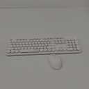 Wireless Keyboard and Mouse Combo, Ergonomic Full Size Typewriter Retro Round Keycaps Keyboard, Compatible with Windows, PC, Perfer for Home and Office KeyboardsWhite (Pure white)