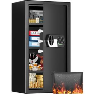 6.0 Cuft Large Home Safes Fireproof Waterproof, Anti-theft Fireproof Safe Box with Keypad Key and 3 Removable Shelves, Digital Security Safe Water and Fireproof, Document Safe for Home Money Valuables