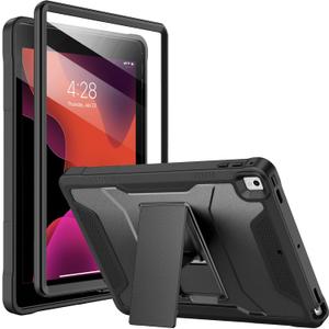 Soke Case for iPad 6th/5th Generation 9.7 Inch 2018/2017,with Built-in Screen Protector and Kickstand, Rugged Full-Body Heavy Duty Protective Cover for Apple iPad Air 2 /Pro 9.7 - Black