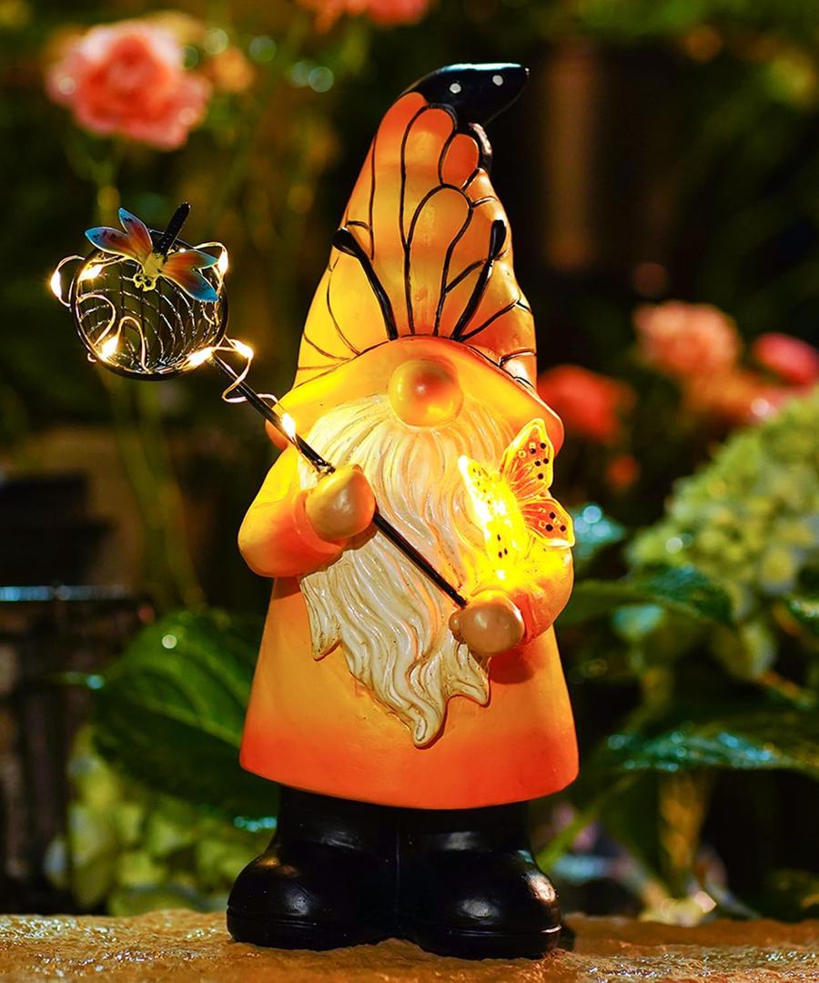 Nacome Solar Gnome Outdoor Statues for Garden: Outside Decor with Warm Lights Clearance for Yard Art Lawn Ornaments Porch Patio Balcony - Birthday Gifts for Grandma Mom Women