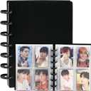 Kpop Photocard Binder 3 Inch Photocard Holder Book Sleeves with 30Pcs Inner Pages A5 Idol Business Card Collect 23 Polaroid Photo Album, Black