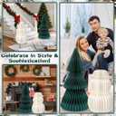 31.1" Large Christmas Tree Honeycomb Paper Xmas Tree and Snowman Decorations Huge Folding 3D Home Centerpiece Christmas Honeycombs Decor for Xmas Indoor Home Holiday Winter Decor,2 Pcs,Green and White