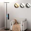 Modern LED Floor Lamp - Remote & Touch Control, 40W/2400LM Sky Torchiere Standing Lamp, Fully Dimmable, 3 Color Temperatures, Ideal for Living Room & Bedroom, Easy to Assemble (Large, Black)