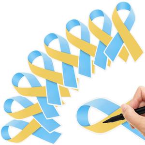 60 Pieces Down Syndrome Awareness Accessories Bulk Down Syndrome Awareness Paper Ribbons Social Event Supplies for Donation Support Care Decorations Men Women, 4 x 7 Inches