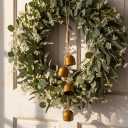 2 x Vintage Gold Metal Bells with Jute Hanging Rope, Decorative Cow Chimes for Weddings, Parties, Christmas Wreaths & Home Dcor  Handmade Iron Bells Set