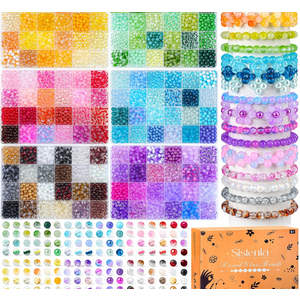 7200PCS 6mm Glass Beads Bracelet Making Kit, 144 Colors Assorted Crystal Beads for Bracelets and Jewelry Making, Round Crackle Glass Beads for DIY Necklace Friendship Bracelets Earring Crafts