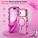 BENTOBEN for iPhone 17 Case Clear, [Compatible with MagSafe][Full Camera Protection][Cute Wave Frame][DIY Glitter Cardstock] Electroplated Wavy Shockproof 17 Phone Case 6.3" for Women, Hot Pink