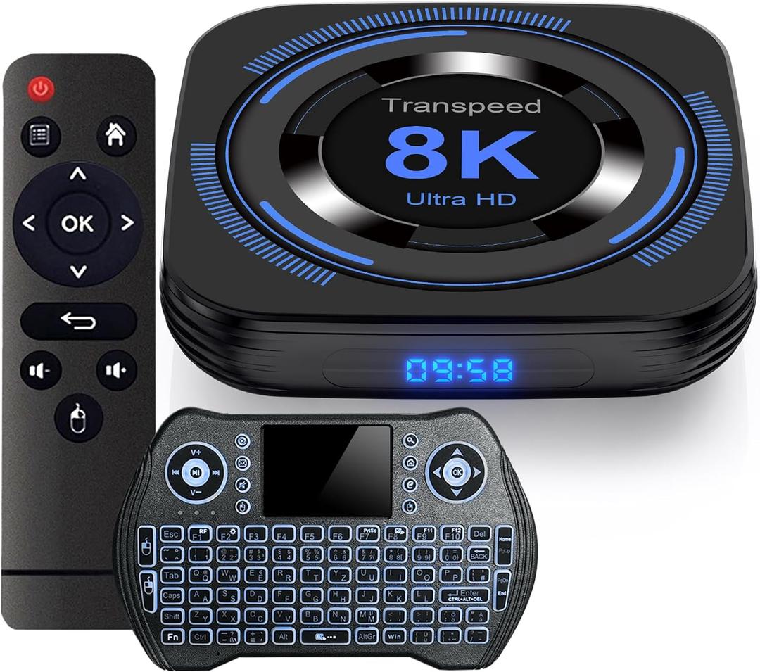 Android TV Box 12.0 4GB 64GB TV Box 2024 Support 8K Dual-WiFi 2.4G 5.8G Android Box H618 Chipset with HDR10 BT5.0 USB 2.0 3D Ethernet with Mini Backlit Keyboard
