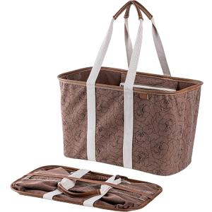 CleverMade EcoBasket Reusable Grocery Tote - Collapsible Storage Shopping Organizer - Heavy Duty Utility Bag Home 