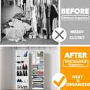 SpaceAid 2 Pack Hanging Closet Organizer and Storage with Dividers, 24 Compartments Hanging Shoe Shelves for Closet, Wardrobe, RV, Garment Rack - White